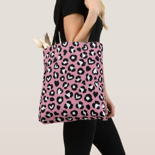 Animal Print, Pink Leopard, Cheetah Spots, Hearts Tote Bag