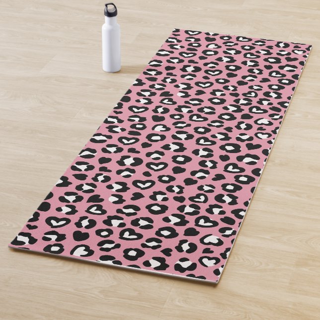 Animal Print, Pink Leopard, Cheetah Spots, Hearts Yoga Mat (In Situ)