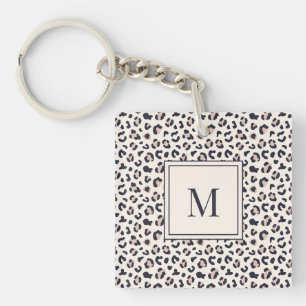 Animal print pink monogram key ring