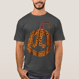 Animal Print Pumpkin Fall & Halloween Funny Leopar T-Shirt