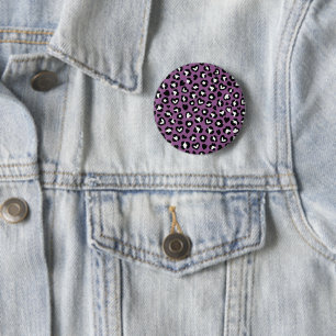 Animal Print, Purple Leopard, Cheetah Spots, Heart 6 Cm Round Badge