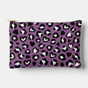 Animal Print, Purple Leopard, Cheetah Spots, Heart Accessory Pouch