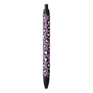 Animal Print, Purple Leopard, Cheetah Spots, Heart Black Ink Pen