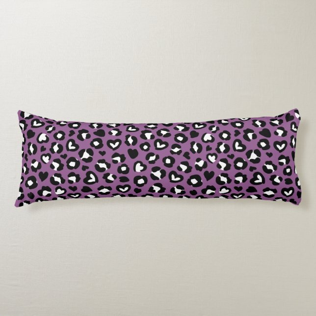 Animal Print, Purple Leopard, Cheetah Spots, Heart Body Cushion (Front)