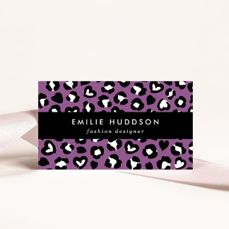 Animal Print, Purple Leopard, Cheetah Spots, Heart Business Card