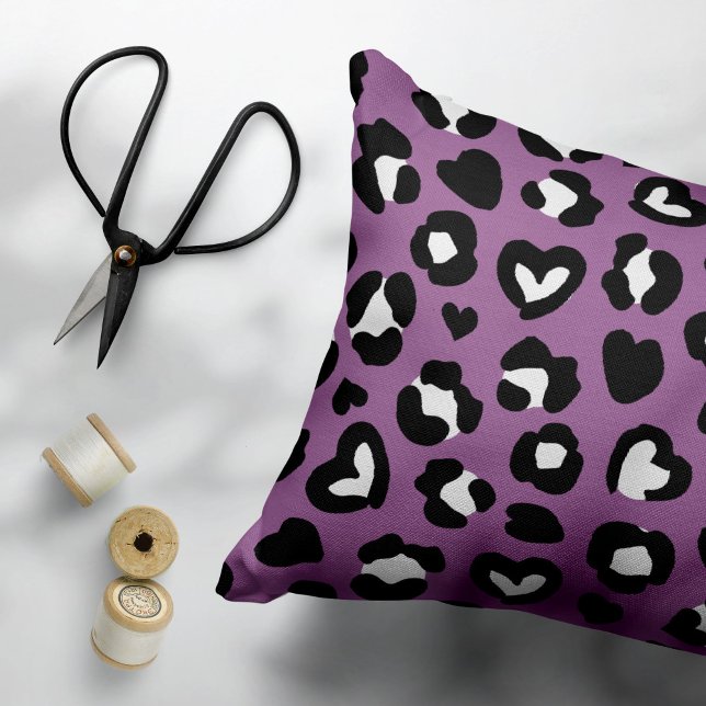Animal Print, Purple Leopard, Cheetah Spots, Heart Decorative Cushion (Creator Uploaded)