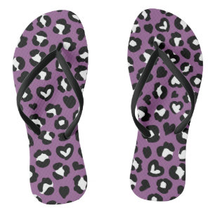 Animal Print, Purple Leopard, Cheetah Spots, Heart Jandals