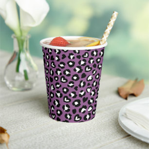 Animal Print, Purple Leopard, Cheetah Spots, Heart Paper Cups