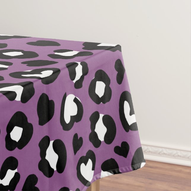 Animal Print, Purple Leopard, Cheetah Spots, Heart Tablecloth (In Situ)