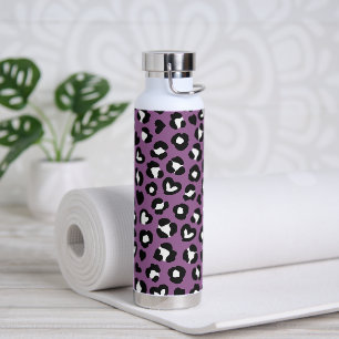 Animal Print, Purple Leopard, Cheetah Spots, Heart Water Bottle