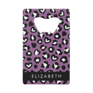 Animal Print, Purple Leopard, Hearts, Your Name