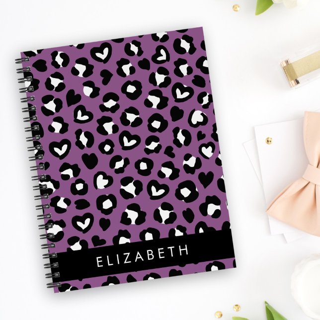 Animal Print, Purple Leopard, Hearts, Your Name Planner (Creator Uploaded)