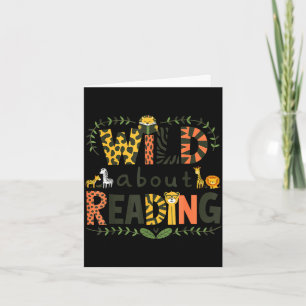 Animal print read a book character kids wild about card