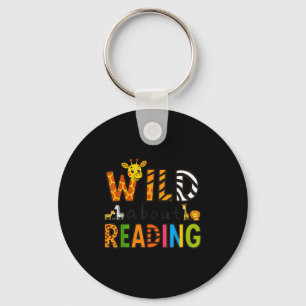 Animal print read a book character kids wild about key ring