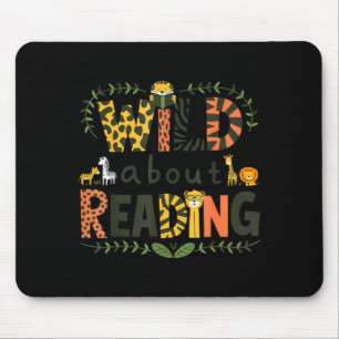 Animal print read a book character kids wild about mouse pad