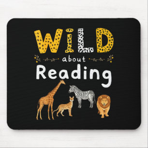 Animal print read a book character kids wild about mouse pad