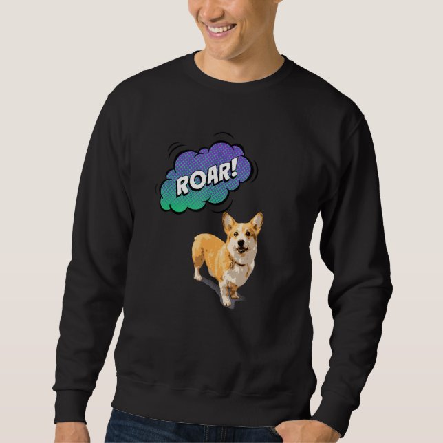 Animal Print Roar With Cute Corgi Dog Sweatshirt (Front)