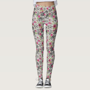 Animal Print Rose Textured Women's Leggings