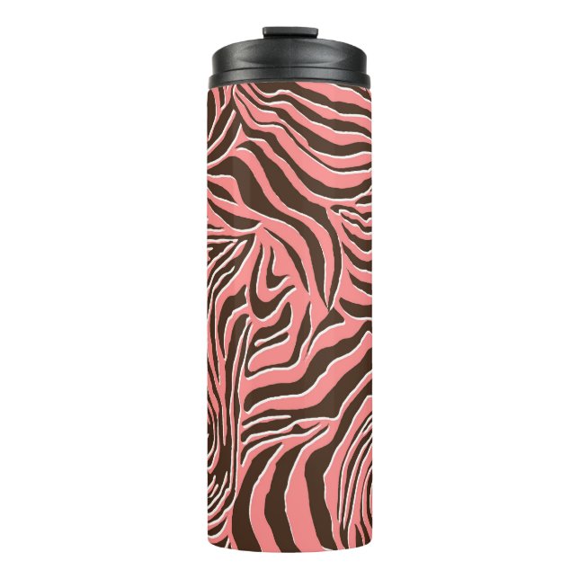 Animal print, seamless zebra pattern. thermal tumbler (Front)