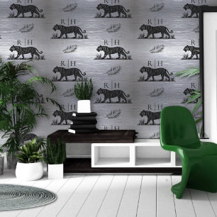 Animal Print Silver Black Wallpaper