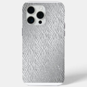 Animal Print Silver Glitter Glam iPhone 15 Pro Max Case