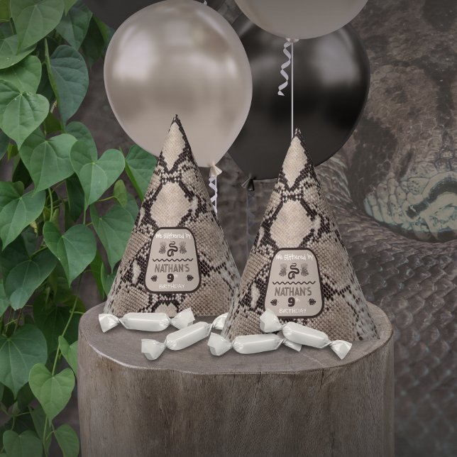 Animal Print Snake Taupe Birthday Party Hat (Creator Uploaded)