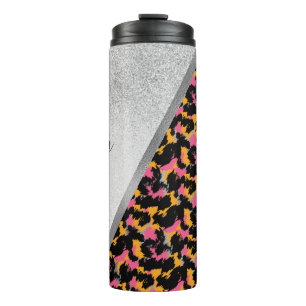 Animal Print Sparkle Monogrammed Name    Thermal T Thermal Tumbler