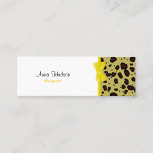 Animal Print, Spotted Cheetah - Black Yellow Mini Business Card