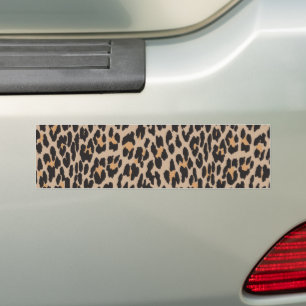 Animal Print, Spotted Leopard - Brown Black Bumper Sticker