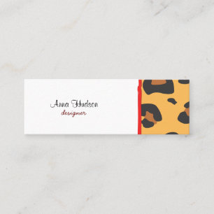 Animal Print, Spotted Leopard - Brown Black Mini Business Card