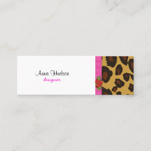 Animal Print, Spotted Leopard - Brown Black Mini Business Card