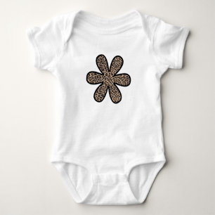 Animal Print, Spotted Leopard, Flower - Brown Baby Bodysuit