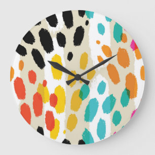 Animal Print Vintage Seamless Pattern Large Clock