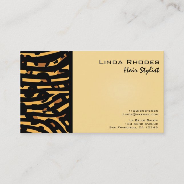 Animal Print Wild Exotic Zebra & Cheetah Leopard Business Card (Front)