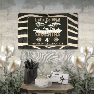 Animal Print Zebra Birthday Banner