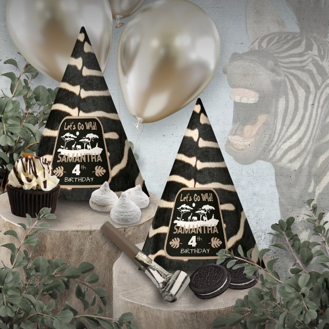 Animal Print Zebra Birthday Party Hat (Creator Uploaded)