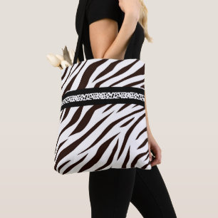 Animal print zebra black and white bag market