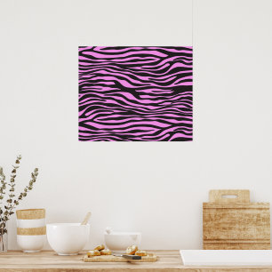 Animal Print, Zebra Stripes - Black Pink Poster