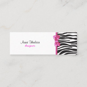 Animal Print, Zebra Stripes - Black White Mini Business Card
