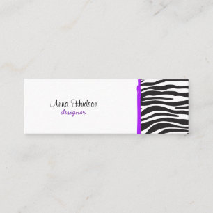 Animal Print, Zebra Stripes - Black White Mini Business Card