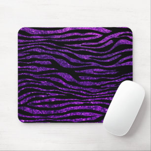 Animal Print, Zebra Stripes, Glitter - Purple Mouse Pad