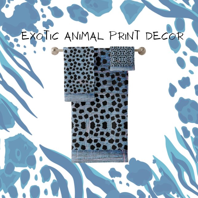 Animal Prints Black and Blue Bath Towel Set (Creator Uploaded)
