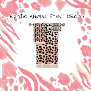 Animal Prints Black and Pink Bath Towel Set