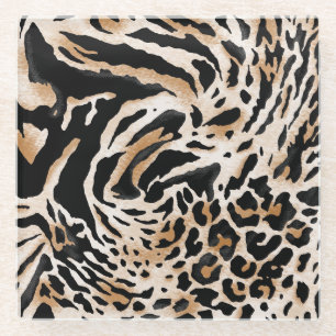 Animal Prints: Leopard Zebra Tiger Glass Coaster