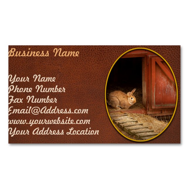 Animal - Rabbit - Making eggs for easter Magnetic Business Card (Front)