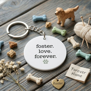 Animal Rescue Foster Love Forever Paw Print Gift Key Ring
