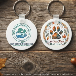 Animal Rescue Fundraiser Autumn Paw Print Key Ring