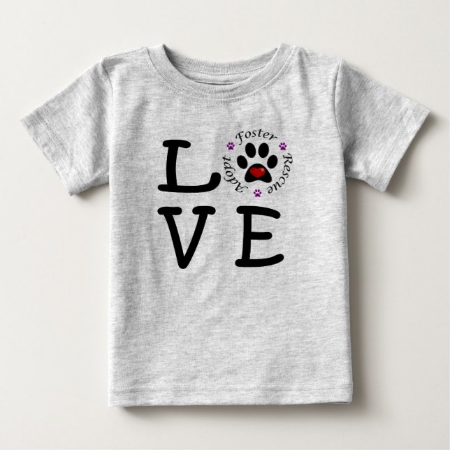 Animal Rescue Love Baby Fine Jersey T-Shirt (Front)