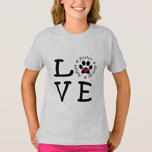 Animal Rescue Love Girl's Ringer T-Shirt (Front)
