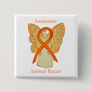 Animal Rescue Orange Awareness Ribbon Angel Pin